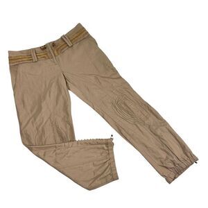 Ermanno Scervino Size Small Women's Tan Embroidered Zippered Cargo Pants 42 Ital